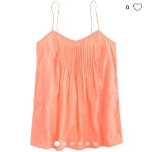 J Crew bright orange pintuck cami top. Small EUC